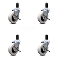Service Caster 3 Inch Thermoplastic Wheel 1-3/8 Inch Expanding Stem Caster with Brakes, 4PK SCC-EX05S310-TPRS-SLB-138-4